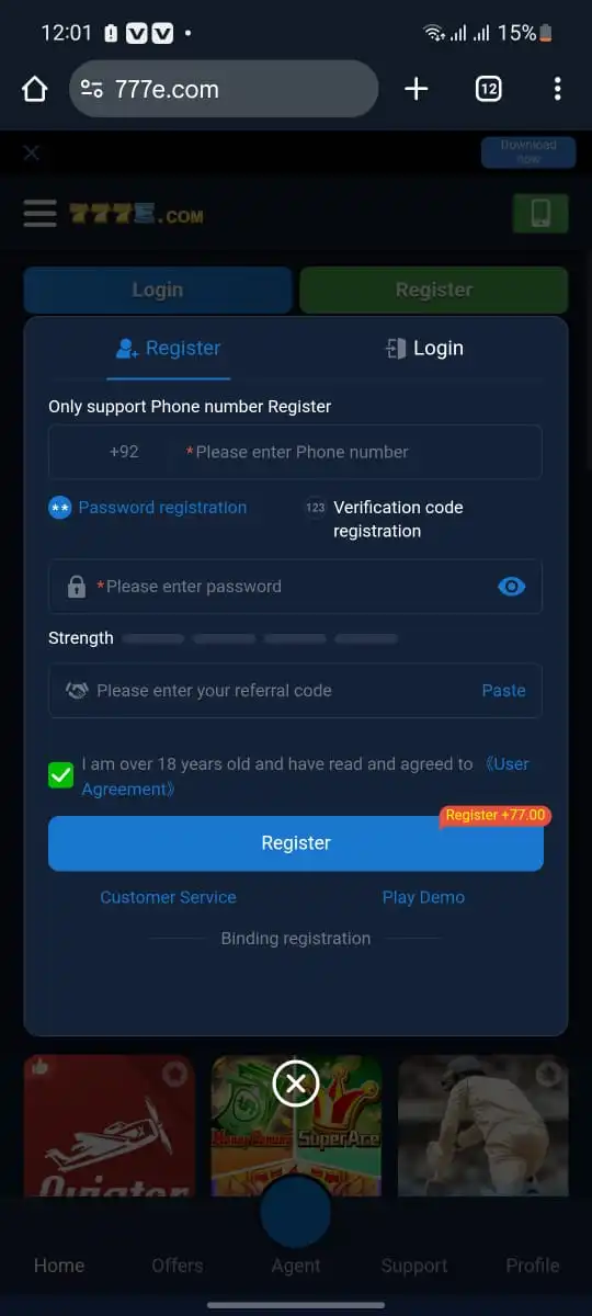 777E login and register